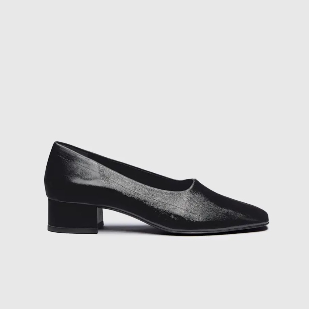 NEW Reformation Inez Black Leather Block Heel Pump 35mm Heel, sz 7.5 - Picture 3 of 13